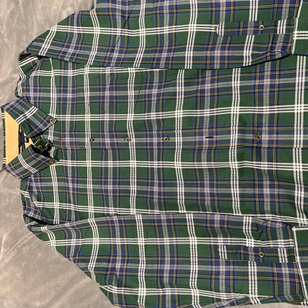 Green flannel dress shirt